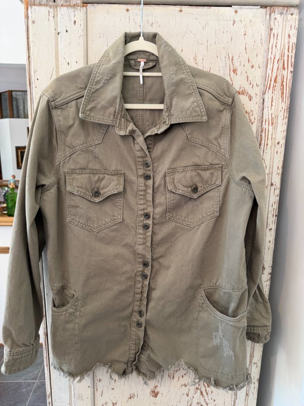 FREE PEOPLE MOONCHILD ARMY GREEN UTILITY SHACKET - Picture 5 of 10